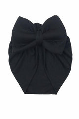Black Baby Bonnet with Bow - Double Layer Cotton