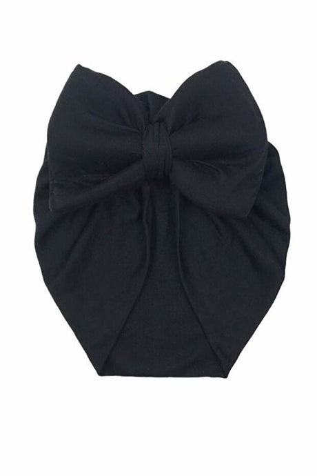 Black Baby Bonnet with Bow - Double Layer Cotton