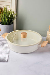 24cm Ceramic Shallow Pot - Induction Base & Wooden Handles