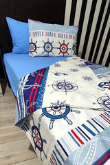 Single Nautical Duvet Cover Set - Blue Anchor, 3-Piece