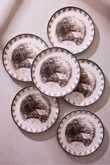 Vintage Friendly Village Dessert Plates - Set of 6 (21cm)