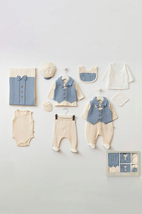 10-Piece Muslin Newborn Hospital Exit Baby Clothing Set with Vest & Hat