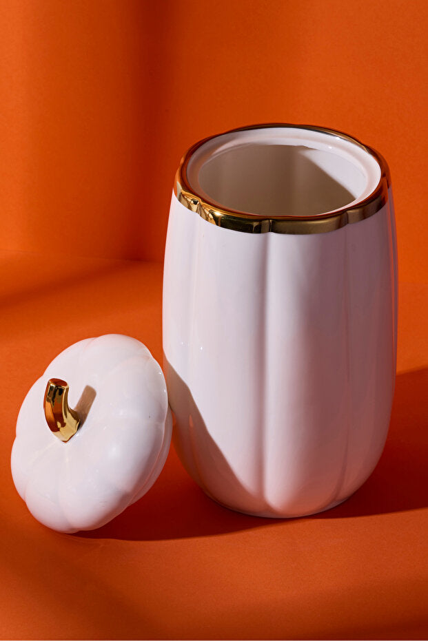 Pumpkin Porcelain Lidded Storage Jar - 23x12.4 cm