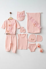0-3 Months 10-Piece Bow-Detailed Newborn Baby Hospital Exit Set