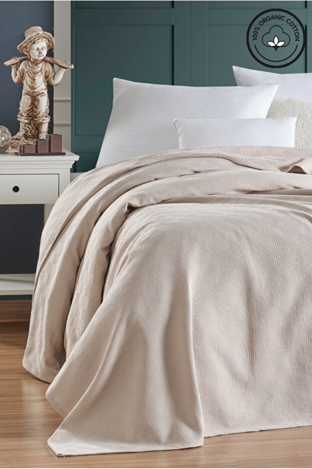 100% Organic Cotton Single Pike Bedspread - Small Checkered
