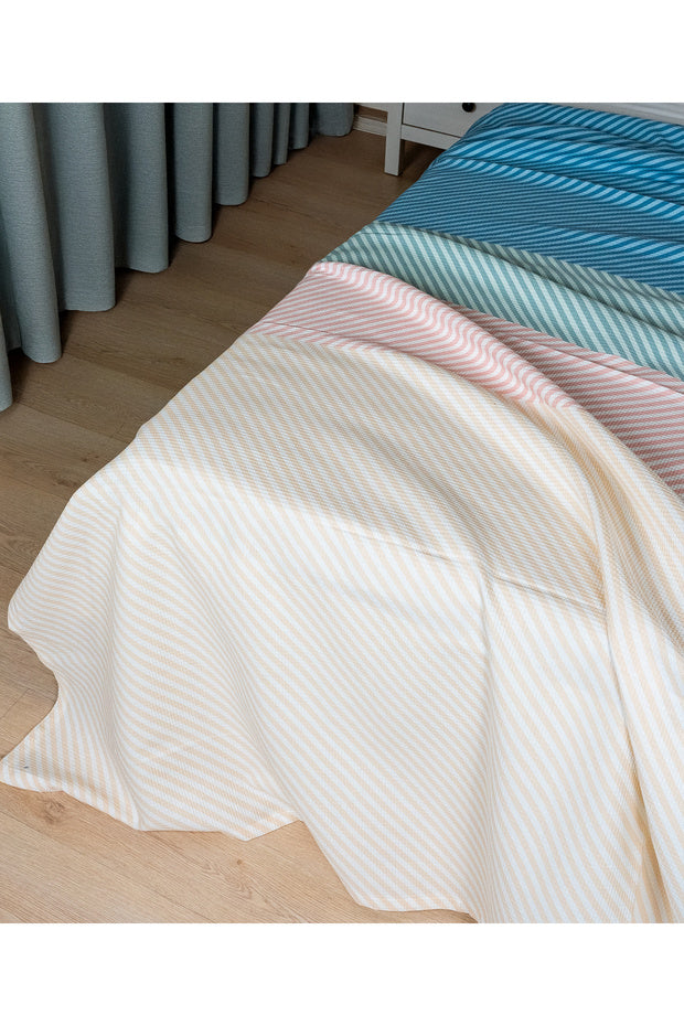 Petite Spring Single Bedspread - Striped Cotton Blend