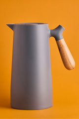 Nordic Glass Vacuum Thermos with Bamboo Handle - 1000ml Grey