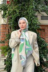 Nature Lilyum Soft Cotton Shawl - Green Grey