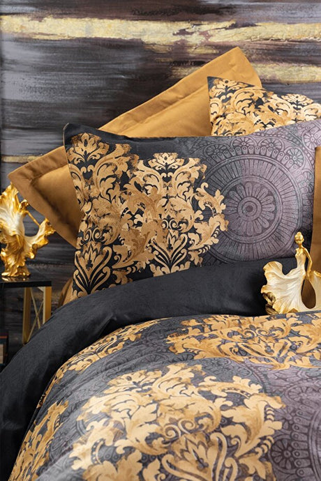Jadira Bej Double Sateen Duvet Cover Set - 6 Pieces
