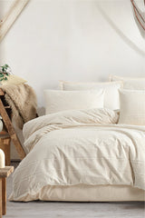 100% Cotton Fringed Single Duvet Cover Set - Avola