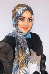 Pleated Lycra Blend Shawl - Leopard & Floral Pattern