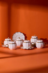 Pumpkin Design Porcelain Coffee Cup Set - 6 Pieces