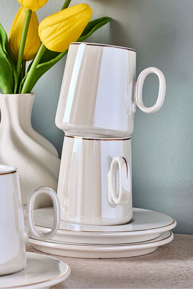 Pure Porcelain Coffee Cup Set for 6 People - Elegant Design