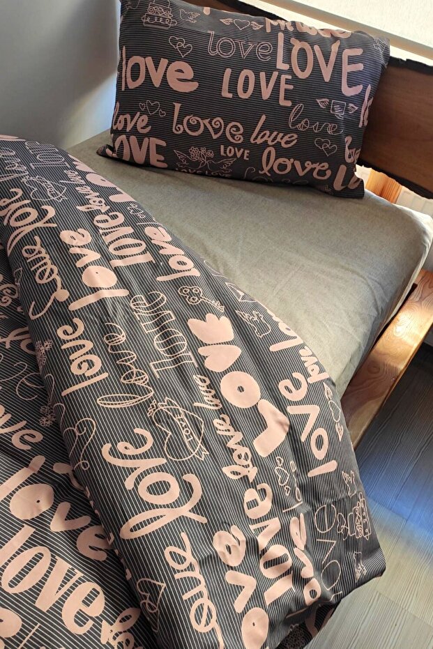 Set Copripiumino Singolo Love - 160x220cm, 3 Pezzi