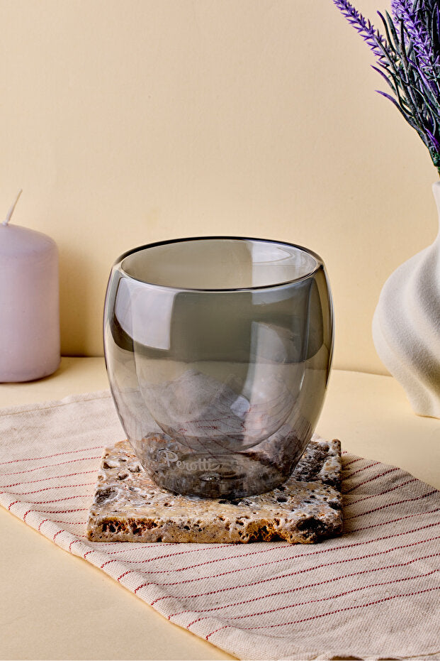 250ml Smoked Double-Walled Glass for Hot & Cold Beverages
