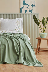 Herbal 100% Cotton Double Duvet Cover & Pique Set - White