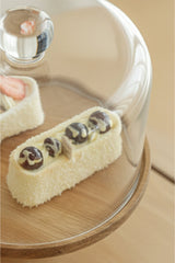 Acacia Wood Cake Stand with Glass Dome - 22 Cm Diameter