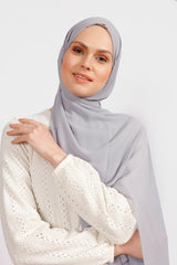 Matte Grey Lightweight Crepe Chiffon Shawl
