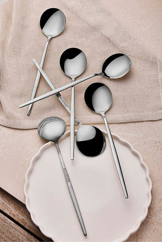 Stainless Steel Dinner Spoons - Set of 6