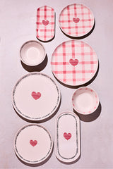 Hearts 8-Piece Dinner Set - Romantic Tableware for Two