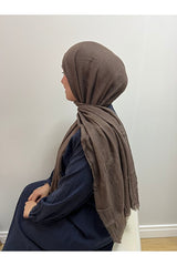 Dusty Coffee Crinkled Shawl - Soft & Breathable