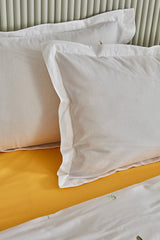 Herbal 100% Cotton Double Duvet Cover & Pique Set - White