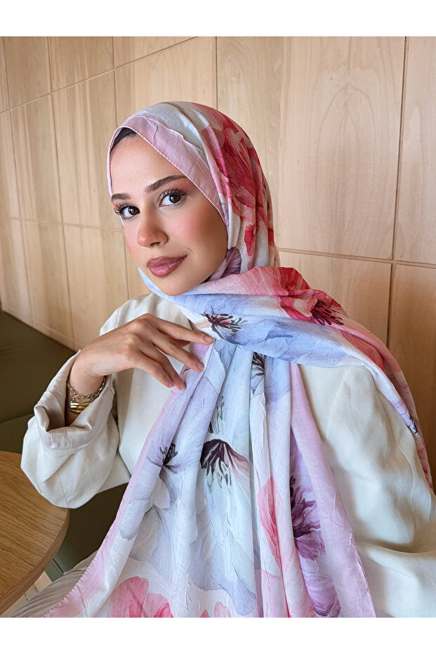 Patterned Bamboo Crinkle Shawl - Stay-Put, Lightweight & Trendy