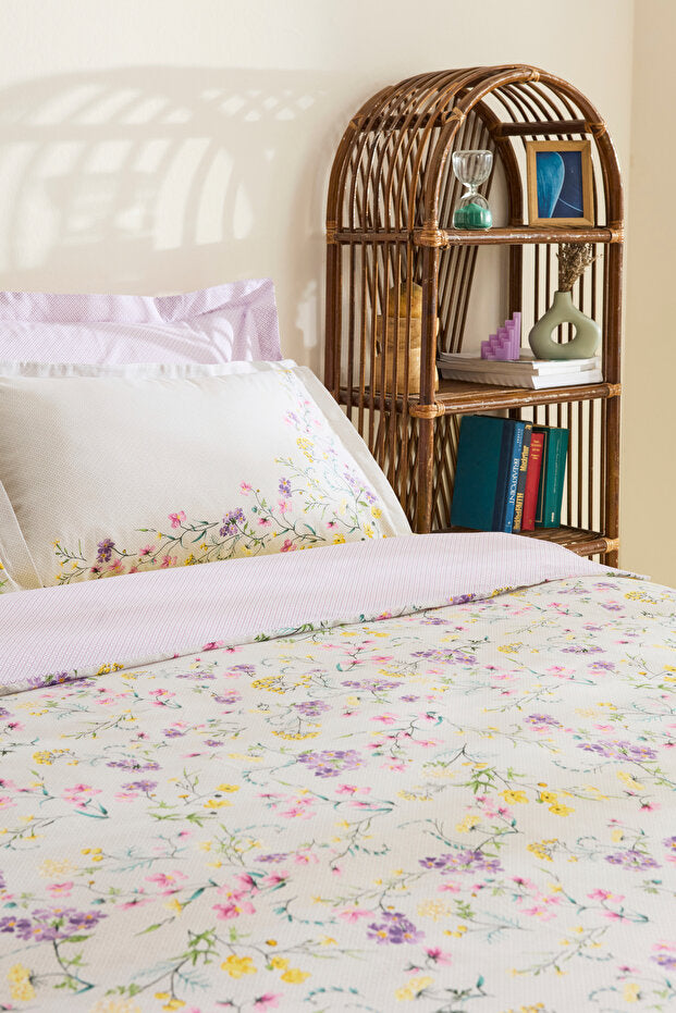 Eliana 100% Cotton Single Duvet Cover Set - Lilac Floral