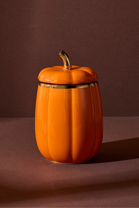 Decorative Pumpkin Lidded Porcelain Jar 13x8.5 cm