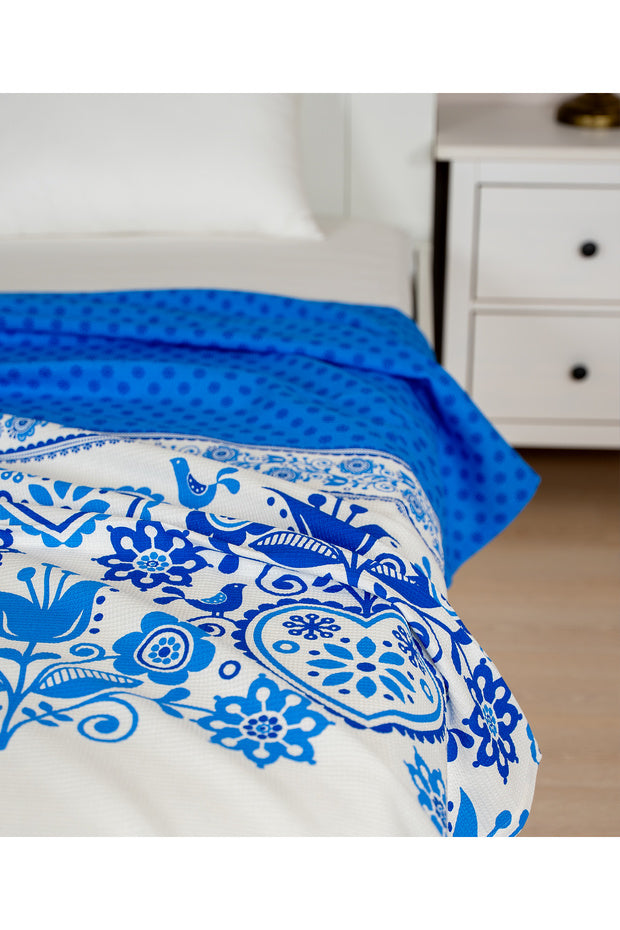 Cotton Collection Single Pike - Blue Tulip Design, 160x230 cm