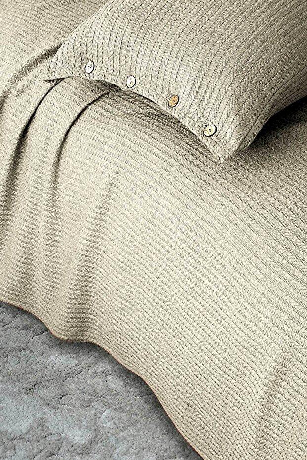Single Knitted Pique Bedspread Set - 160x230 cm, 100% Cotton