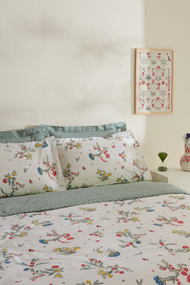 Dina 100% Cotton Double Duvet Cover Set - Multicolor Floral