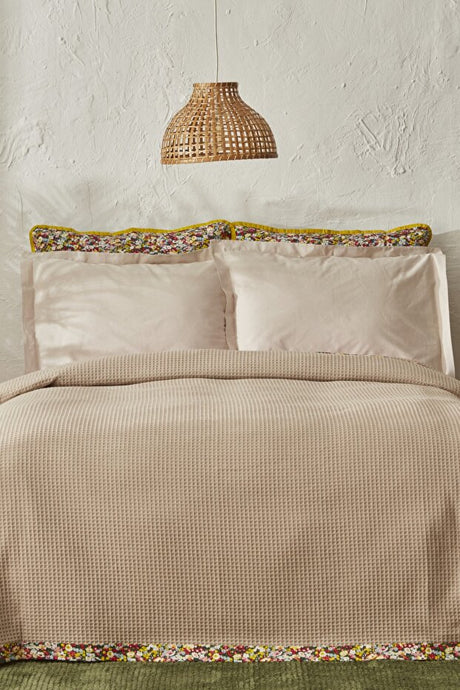 Glam Waffle Knit Pike - 200x220 cm Beige Cotton Blend