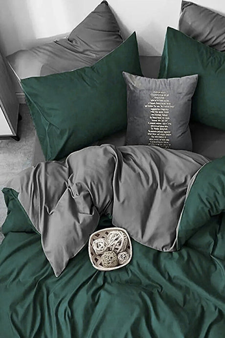 Double Size Military Green 4-Piece Cotton Duvet Cover Set