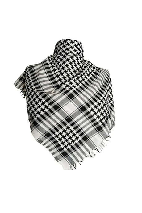 Unisex Keffiyeh Scarf - Black & White Plaid