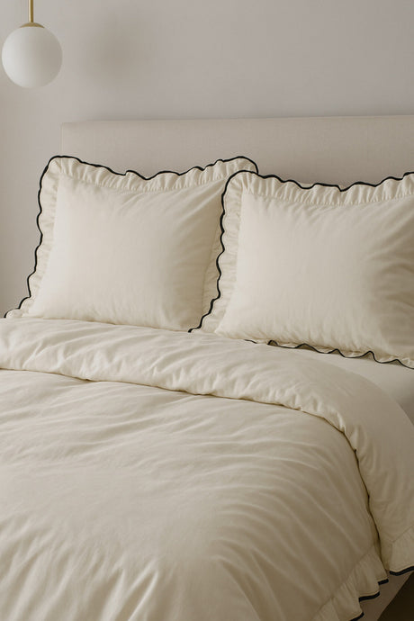 Double Size 100% Cotton Ruffled Duvet Cover Set - 3 Piece