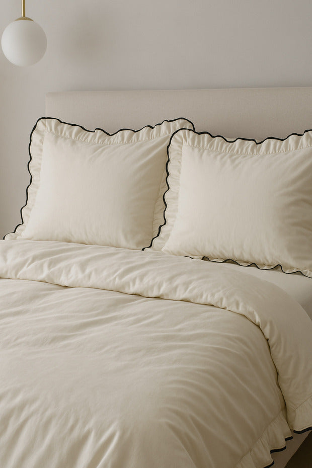 Double Size 100% Cotton Ruffled Duvet Cover Set - 3 Piece