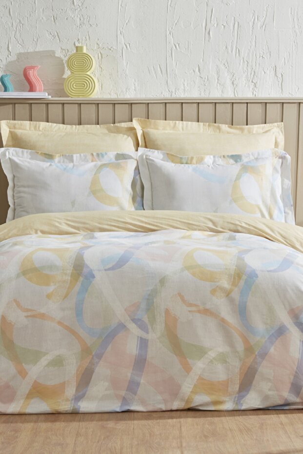Favora Double Duvet Cover Set - Multicolor, 100% Cotton