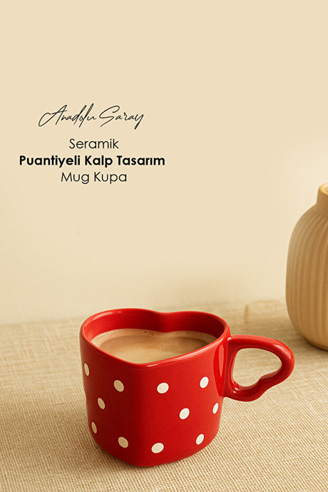 Handmade Ceramic Polka Dot Heart Design Coffee Mug