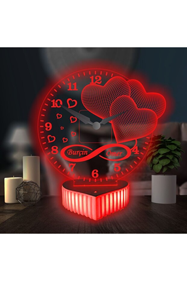 Personalized Infinity Love LED Clock Lamp - 16 Color Remote Control