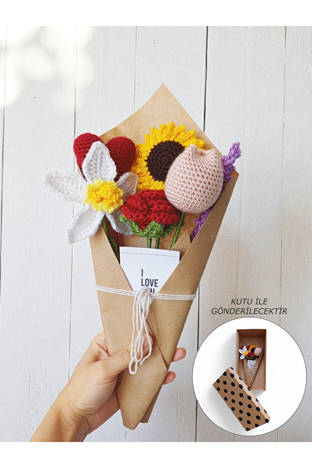 Handmade Crochet Flower Bouquet - Everlasting Gift with Custom Note