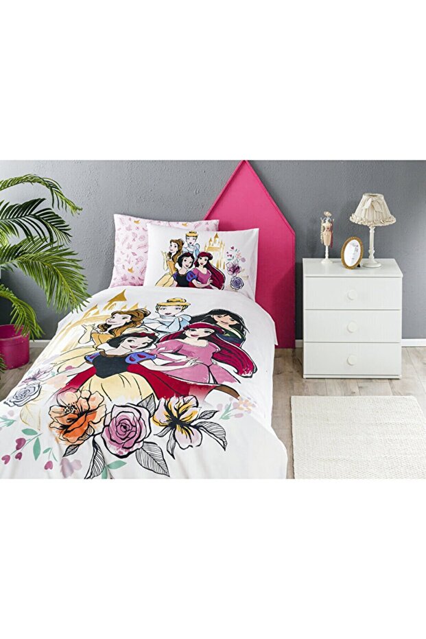 Disney Princess Single Duvet Cover Set - 100% Cotton