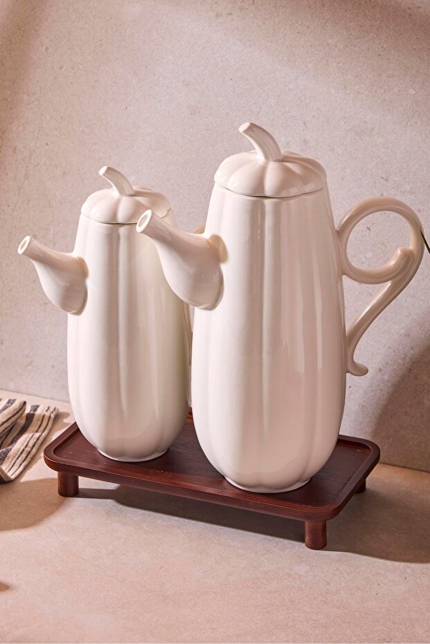 Pumpkin Design Porcelain Oil & Vinegar Dispenser Set - 2 Sizes