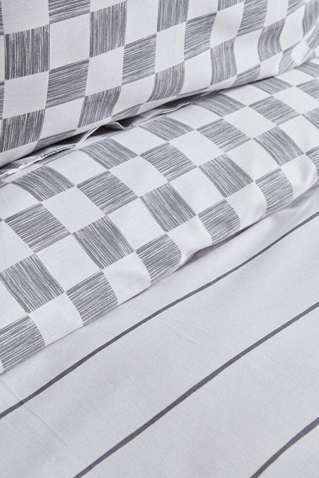 Cordova 100% Cotton Double Duvet Cover Set - Anthracite