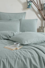 100% Cotton Fringed Double Duvet Cover Set - Avola