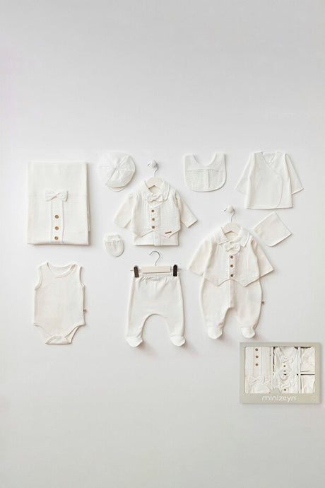 Newborn Muslin 10-Piece Baby Bodysuit Set with Vest & Cap