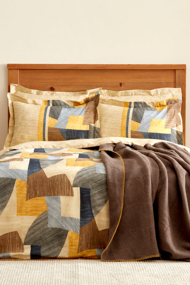 Bertin Double Cotton Duvet Cover & Blanket Set - Brown
