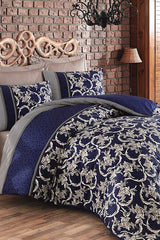 Pera Double Cotton Sateen Duvet Cover Set - Floral Pattern