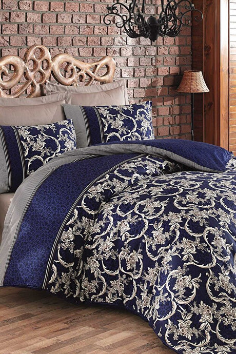 Pera Double Cotton Sateen Duvet Cover Set - Floral Pattern