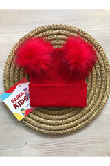 Kids' Double Pom-Pom Knitted Beanie